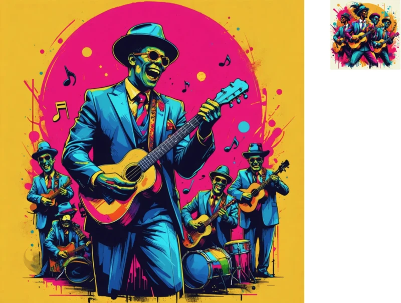 DreamStudio AI-generated band shirt design