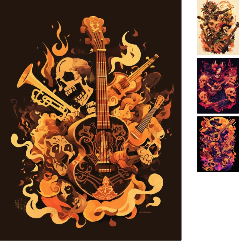 Midjourney AI-generated band shirt design