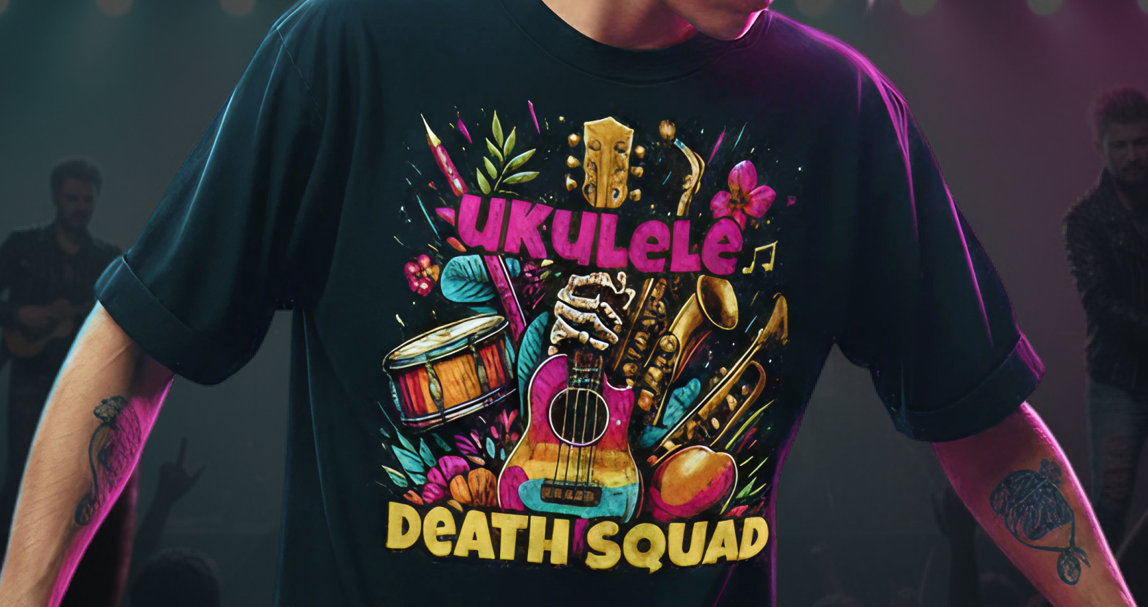 Final band shirt design with manually placed font