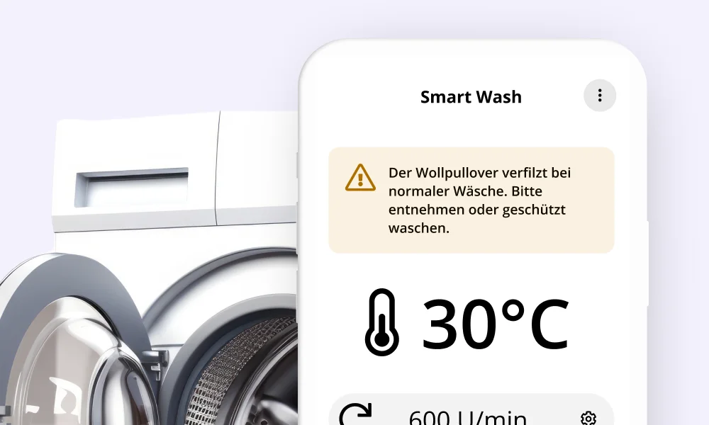 Smarte Waschmaschine – UI-Konzept mit Begründungs-Explorer